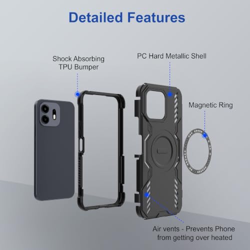 Image of Zapcase Back Case Cover for Oneplus N6 5G | Magnetic Case with Built-in Metal Ring | Supports MagSafe Charger, Wallet & Car Mount | Shockproof Hybrid PC + TPU | Black