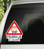 Tamaño 17x15 cm Vinilo coche - Missborderlike - Pegatina para coche - Pelirroja al volante