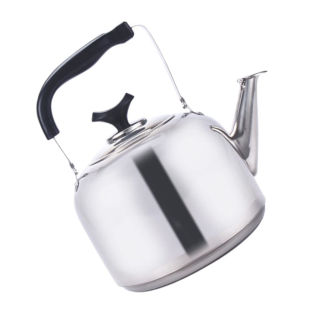 7L Whistling Tea Kettle Stainless Steel Teapot For Stove Top Tea Boiler With Anti- Hot Handle Hot Water Kettle For Tea And Coffee Silver