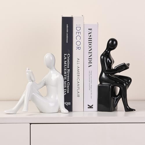 Ceramic Decorative Bookends, Book Ends for Shelves, Home Office Decor
