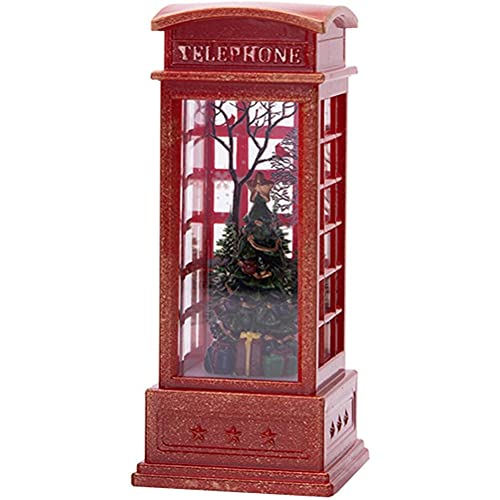 DKaony Weihnachts Schneekugel Laterne, Santa Telefonzelle Schneemann Familienszene Telefonzelle Weihnachtsbaumschmuck Glitzernde Wasserkugel Laternendekoration Cover