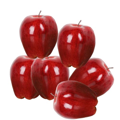 Voarge 6 PCS Artificial Fruit, Simulation Apples For Home Decoration Lifelike Red Delicious Apples Fake Fruit, for Home Kitchen Party Decoration Photography DIY Use