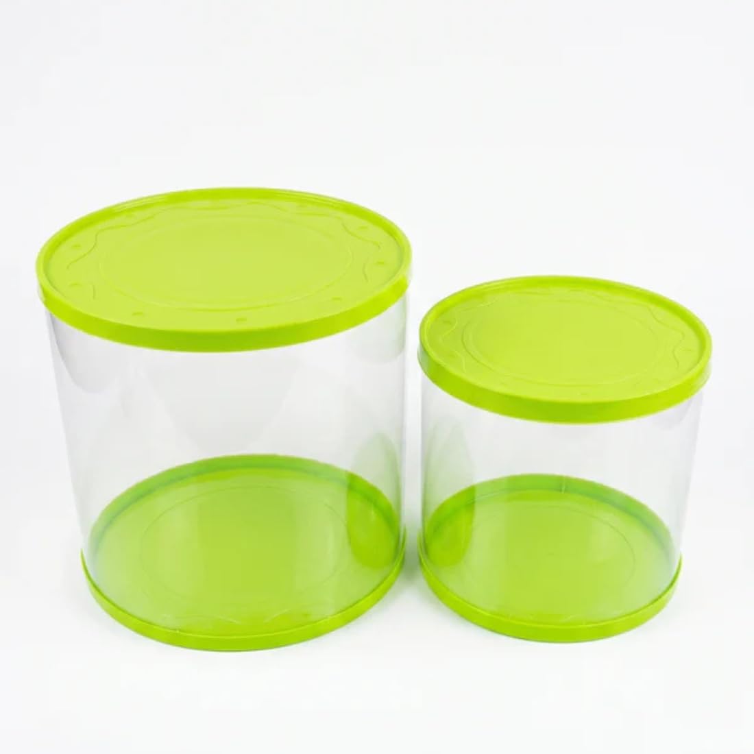 CAKE DECOR Set of 2 Green Pinata Cake Boxes with Lids (10 Inch & 8 Inch) | Transparent Round Cake Surprise Gift Boxes | Reusable Food-Grade Plastic Cake Packaging for Birthdays, Parties & Bakery Use-image-24