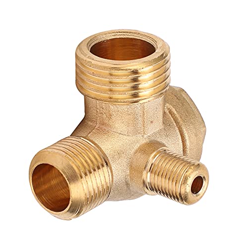 Brass Check Valve, Air Compressor Check Valve, 1Way Threaded Connection Return Valve, Air Pump Accessories, 1/2x3/8x10 for Pneumatic Systems