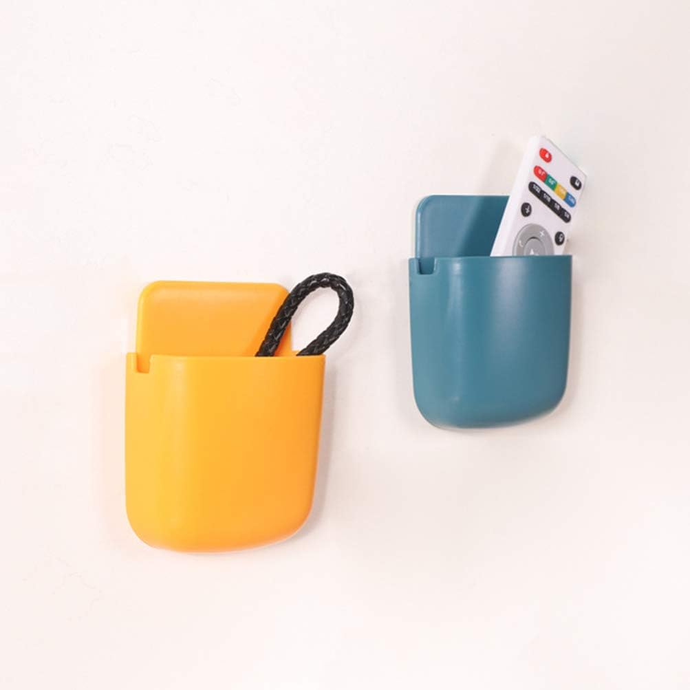 BESPORTBLE 5pcs Remote Holder Hole Free Media Organizer Storage Box for Office Bedroom Parlor Wall Adhesive Tv Remote Caddy Yellow Blue White Grey Pink : Home & Kitchen