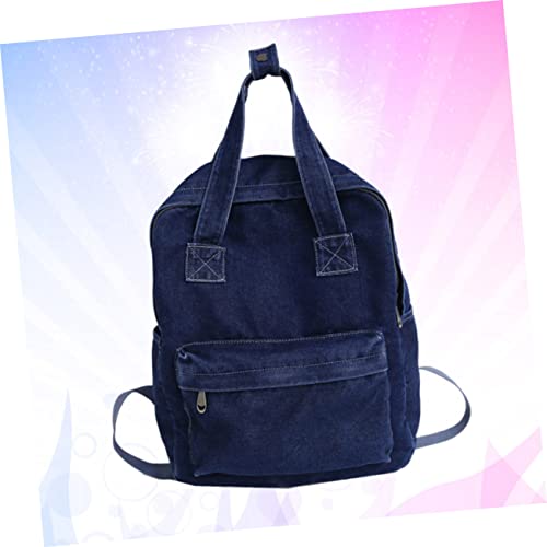 VANZACK High Capacity Denim Backpack for Men and Women Fashionable Storage Shoulder Bag Breathable Straps for Students Dark Blue3