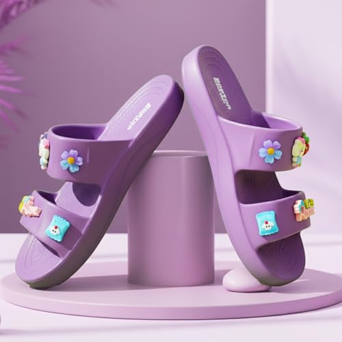Image of DOCTOR EXTRA SOFT Women's Comfort Double Straps EVA Slip-On Slippers with Cute Charms| Lightweight, Trendy Summer Beach, Pool, Indoor & Outdoor Wear Slide| Soft Cushion Sole Sandals Daily Mules D-540