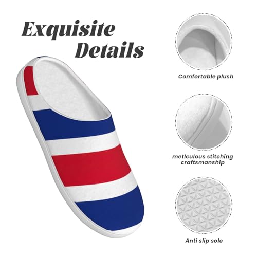 Cozy Flag of Costa Rica print Slippers Indoor and Outdoor Fuzzy House Shoes Anti-Skid Sole Gifts for Women Indoor Scuff4