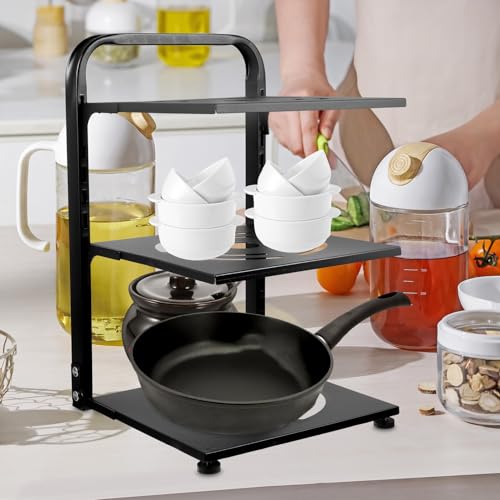DOITOOL Adjustable Pot Rack Organizer for Kitchen Cabinet and Countertop Multipurpose Household Pan Storage Shelf with Strong Stability Convenient Professional Pot Organizer for Various - Image 5