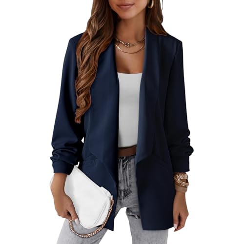 Womens Casual Long Sleeve Blazers Lapel Open Front Business Office Suit Jackets Lightweight Loose Fit Cardigans