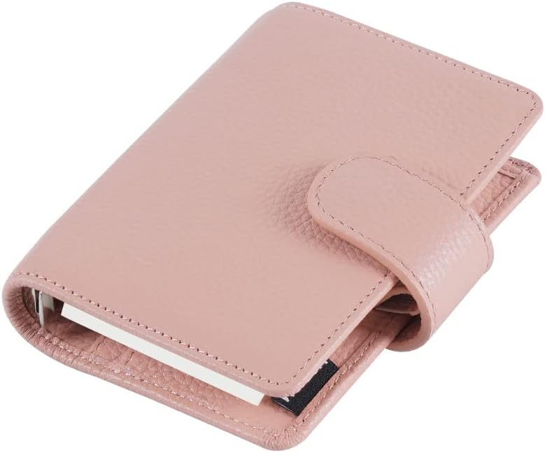 Moterm A8 Regular Rings Planner - Genuine Leather Binder Organizer Wallet (Pebbled-Dusty Rose, 15mm Ring)