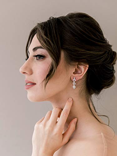 Sweetv Cubic Zirconia Wedding Earrings For Brides Bridesmaids, Elegant Marquise Bridal Dangling Earrings, Crystal Drop Earrings For Women Jewelry Gifts, Silver #TOP2