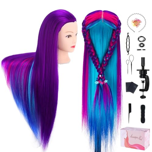 Mannequin Head with Hair, TopDirect 29" Training Head Hair Mannequin Manikin Head Cosmetology Doll Head Practice Styling Hairdressing Training Braiding Heads with Clamp Holder and Tool Set