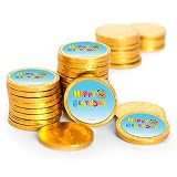 80 Pcs Cooky Melon Kid's Birthday Candy Party Favors Chocolate Coins - Gold Foil