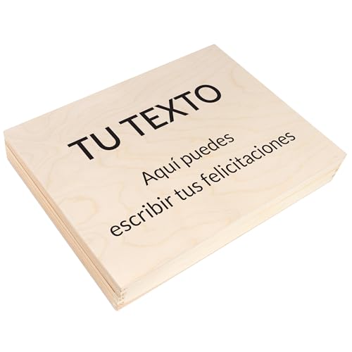 Creative DECO A4 Caja Madera con Tapa Personalizada con Texto | 34 x 25,3 x 5,3 cm | Navidad, Documentos Decoración Papeles Cartas Almacenaje Decoupage Herramientas Objetos de Valor Juguetes