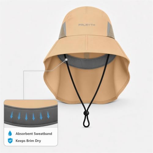 Image of Palmyth Fishing Hat Wide Brim Sun Hat with Neck Flap & Sunglasses Storage