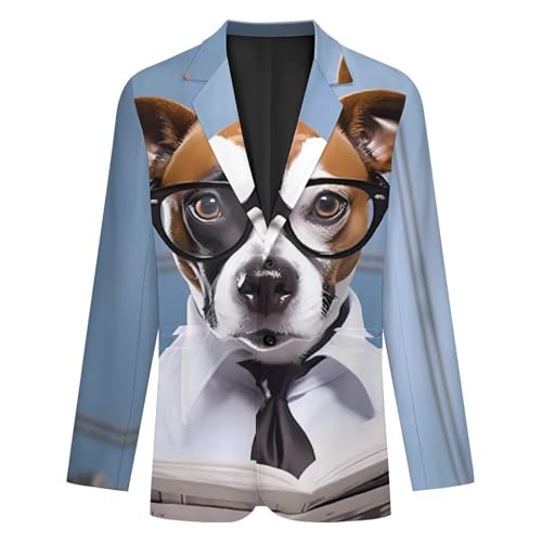 Dog On Toilet Reading Newspaper Men's Casual Blazers Slim Fit Sport Coats Blazer Two Buttons Suit Jacket for Work Party4