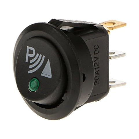 Dolphin Illuminated LED Round 3 Pin P Rocker ON/OFF 12v DC Dashboard Switch Parking Reverse Sensor Front Rear Reversing Sensors UK Cover
