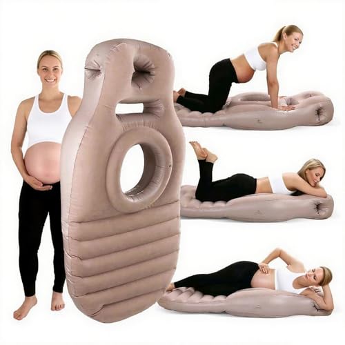 Maternity Body Pillow — Inflatable Pregnancy Pillow with Hole,Full Body Pregnancy Pillow for Sleeping,Back Pain Relief & Belly Support for Pregnant Women (Brown)
