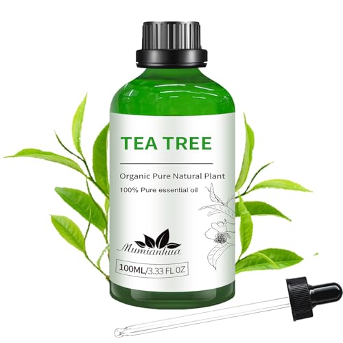 Huile Essentielle Tea Tree 100% Pure - Flacon Verre Ambré 100ml Huile Essentielle Arbre à Thé avec Pipette - Pour Soins Peau, Cheveux, Ongles des Orteils,...
