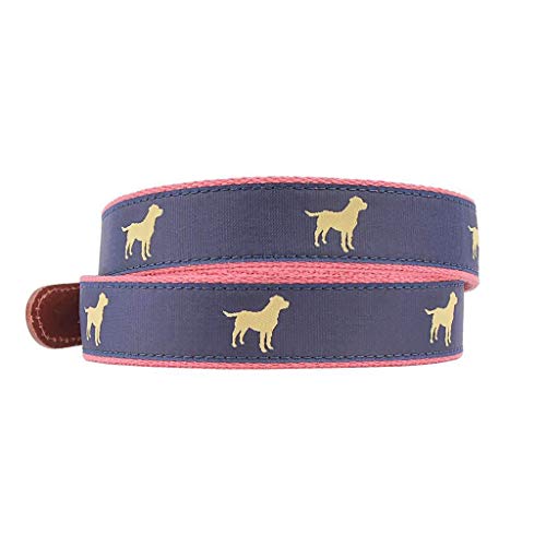 COUNTRY CLUB PREP Yellow Lab Leather Tab Belt in Navy2