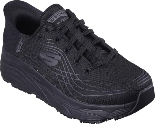 Skechers Work Max Cushioning Hands Free Slip-Ins, Women's, Black, Soft Toe, Slip Resistant, Low Athletic, Work Shoe (7.0 M)
