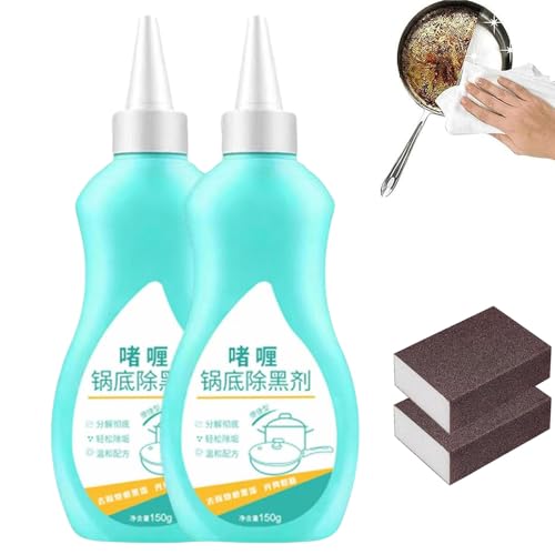 2 pezzi Magic Gel Detergente per Pentole e Padelle,Gel detergente per fondo pentola nero,Detergente per fondo pentole e padelle,Detergente gel per fondo pentole,