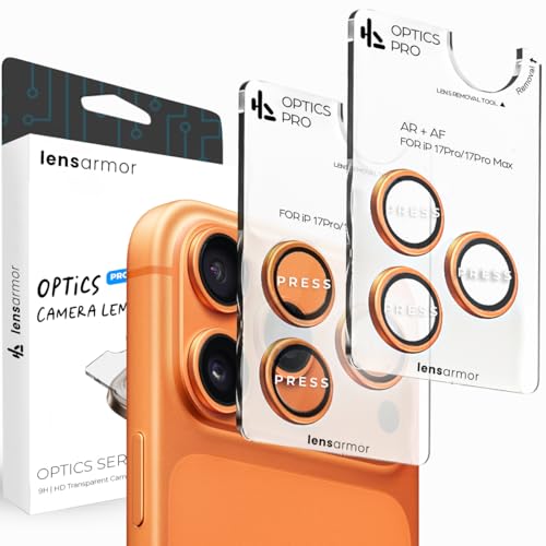 Image of Lensarmor Compatible with iPhone 17 Pro / 17 Pro Max Camera Lens Protector Cosmic Orange (2-Pack) - 9H Tempered Glass, Military-Grade Anti-Scratch, Case-Friendly, Easy Install Frame