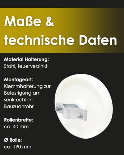 Zaundirekt Bauzaun Rolle mit Halterung für Bauzauntore 190 mm