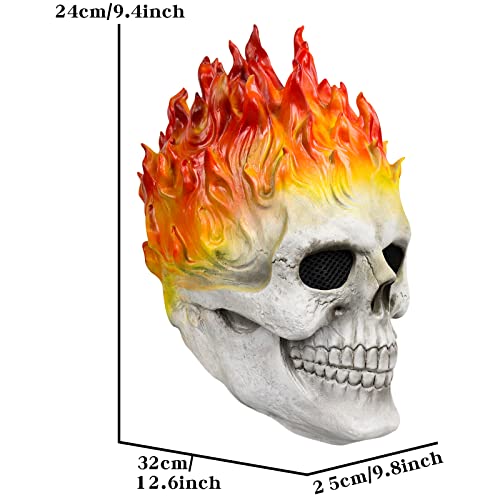 Ejwcig Ghost Rider Mask Demon Flame Skull Mask Skeleton Face Full Head Helmet Horror Halloween Props (Flame Skull) #TOP2
