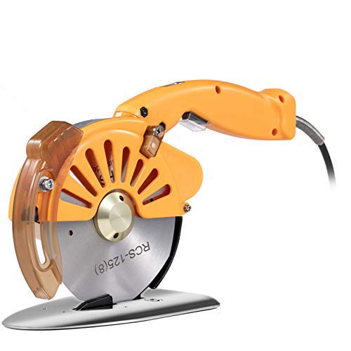 VEVOR Fabric Cutter 125mm Rotary Fabric Cutter 39mm Cutting Height Orange Electric Rotary Cutter All-Copper Motor with Low Noise Adjustable Speed Electric Scissors for Cutting Fabric and Leather