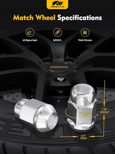 Image of MIKKUPPA 24PCS M12x1.5 Lug Nuts, Replacement for Toyota Tacoma Tundra FJ Cruiser Ford Bronco Ranger Hilux Chevy S10 D-Max Aftermarket Wheel Chrome Closed End Tire Nut