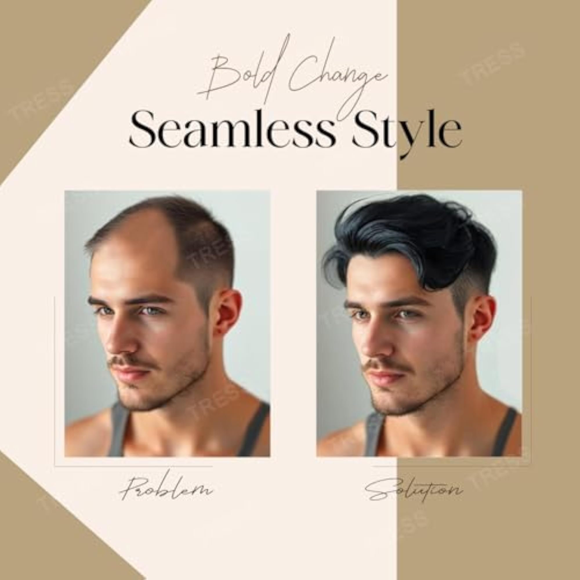 Men's Premium Natural Black Hair Patch, 100% Human Hair