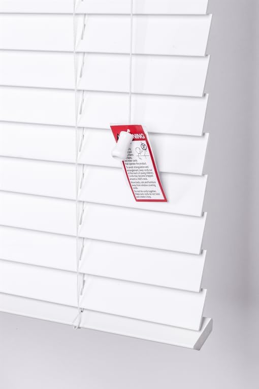 Funky Gadgets Faux Wood Blinds Window Venetian Blinds with Strings and THE OTHER with TAPE Window Blinds Smooth 50mm Slats TRIMMABLE Easy Fit Home Office (White, 210cm width x 213cm drop) — image 1