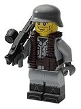 BricksStuff Deutscher Soldat | Ausgerüstet mit BrickArms Weste, MG42 und Helm | Bedruckte Custom Figur mit Waffen