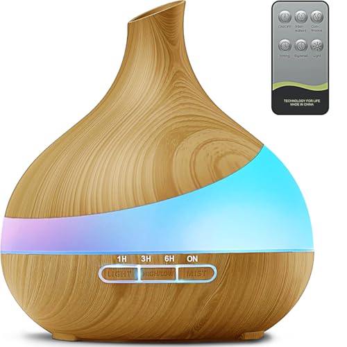 HJTHJT 500ML Essential Oil Diffuser: Aroma Diffuser with Remote Control for Hotel Spa Yoga Room - Humidifier with 14 Colors LED Night Light for Bedroom Home Relaxation