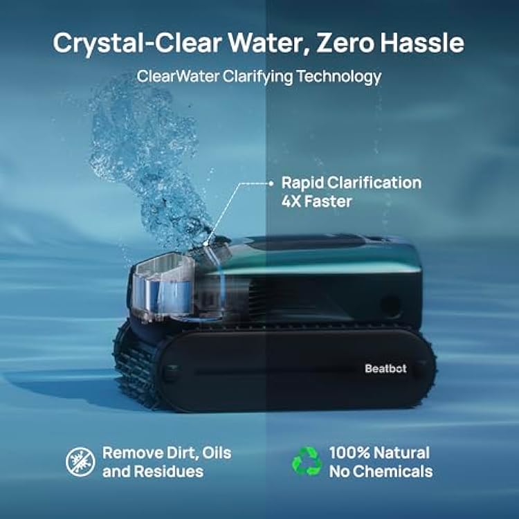 Beatbot AquaSense 2 Pro Pool Vacuum Robot Genuine with All-Weather Protection Cover-Unmatched 5-in-1 Cleaning, Skims Water Surface with Remote Navigation, Surface Parking, Clarifies Water