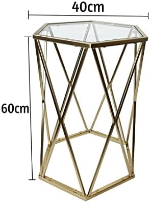 Spot on dealz® Small Side Tables Living Room Occasional Hexagon Coffee Table Hallway Room Bedroom Sofa Glass Table Indoor Decor Decorative Gold Console Tables