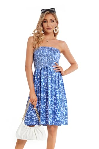 Image of CHICGAL Summer Dresses for Women Beach Cover Ups Strapless Boho Floral Print Sundress 2026