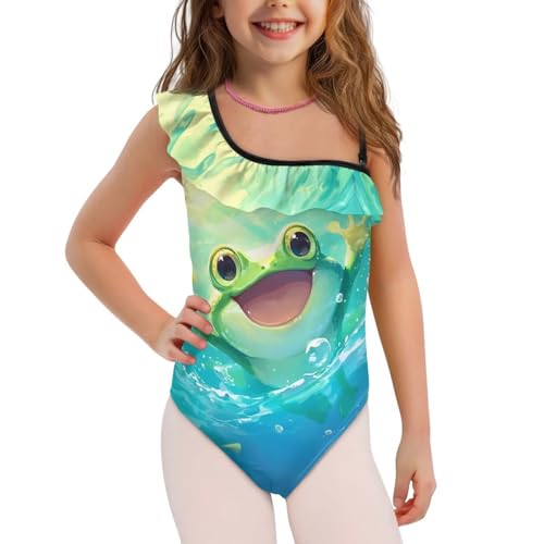Image of Girls One Piece Swimsuits Size 3-14 Trendy Ruffle Bathing Suit Casual Hawaiian Summer Beach Swimwear