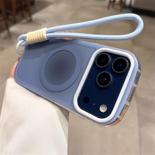 Coque avec cordon magnétique et chargement sans fil pour iPhone 14 Pro bleu