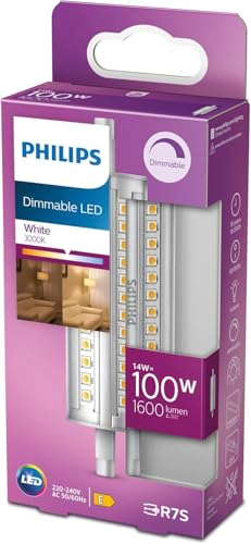 Philips   Bombilla LED Lineal, 100W, Lineal R7S 118 mm, Neutra, Luz Blanca, Regulable