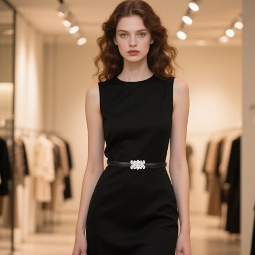 Image of Aurolran Women's Leather Belt with Buckle - Ideal for Dresses, Jeans, and Coats