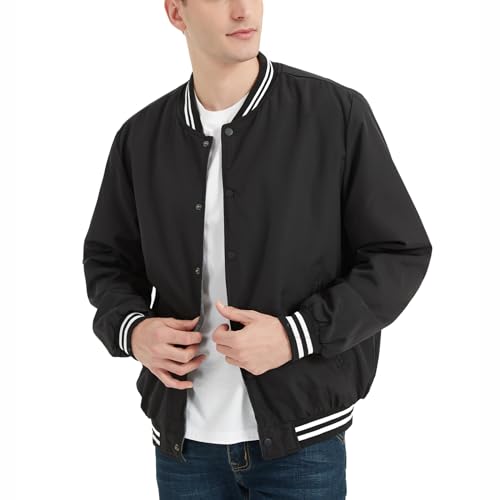 Mywu Reversible Men Bomber Jacket Slim Fit Mens Varsity Jacket Lightweight Casual Windbreaker Jackets3