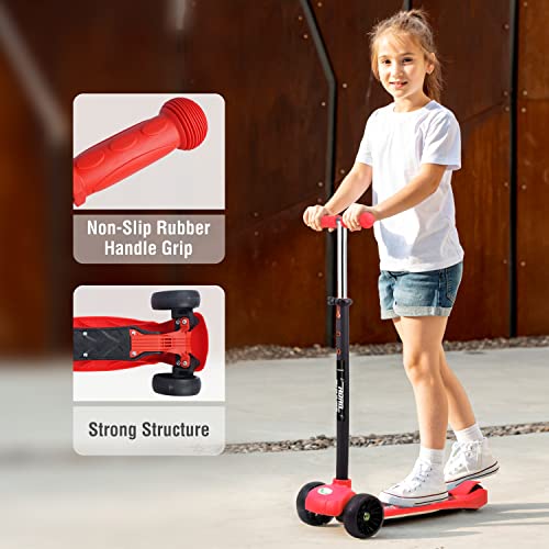 Image of R For Rabbit Road Runner Lite Skate Scooter for Kids of Age 3 to 14 Years Age,Kids Scooter with 3 Adjustable Height, Foldable, LED PU Wheels & Weight Capacity 50 kgs Kick Scooter with Brakes(Red)