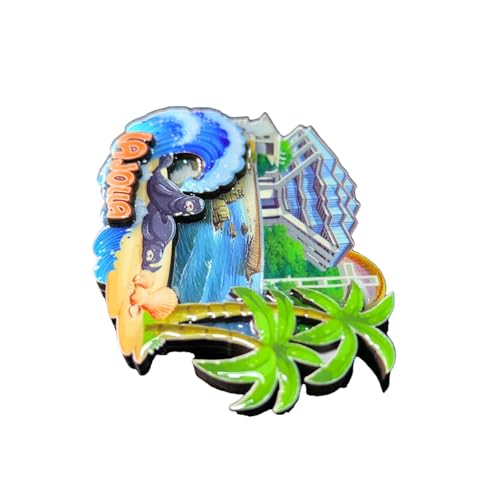 Imán decorativo de madera La Jolla USA 3D para refrigerador miniatura 3
