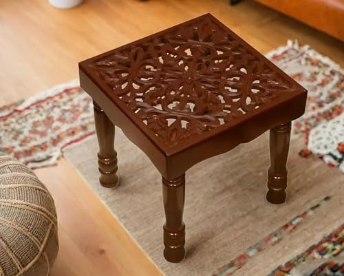 Image of Wooden Stool Table Solid Wood Best Used as Bedside Corners Footrest Foot Step Stool Tea Coffee Plants for Living Room Outdoor Furniture Pre-Assembled Brown