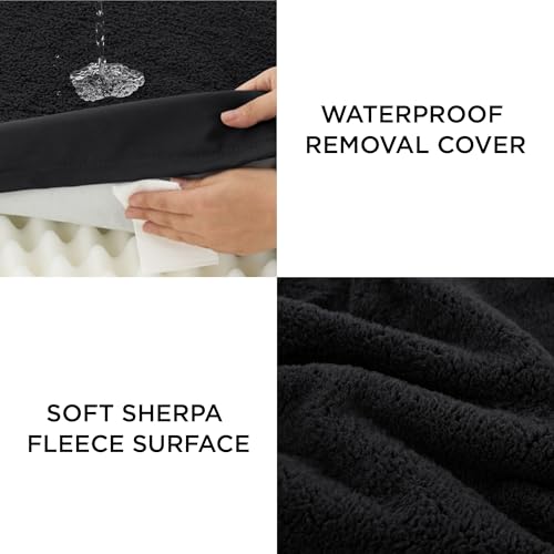 BEDSURE orthopädisches Hundebett Grosse Hunde - 112x81x7.6cm Hundekissen flauschig Hundematte waschbar Hundematratze in schwarz für große Hunde