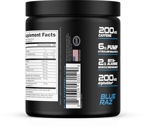 Image of Bucked Up Pre Workout 6 Grams Citrulline, 2 Grams Beta Alanine, and 3 Other Registered trademarked Ingredients (Blue Raz)