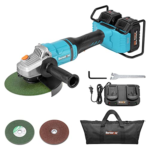 Berserker 36V Cordless 7" Brushless Power Angle Grinder Tool, 2 * 4.0Ah Li-Ion Battery Operated And Charger, Electric Paddle Switch Handheld Heavy Duty Cut-Off Grinder For Metal Wood Cutting/Grinding #TOP29